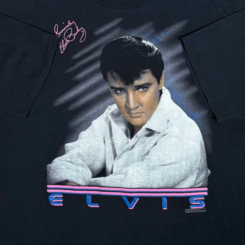 Vintage 1988 Elvis Presley Neon Graphic Shirt Black USA Made Size XXL - Picture 3 of 7